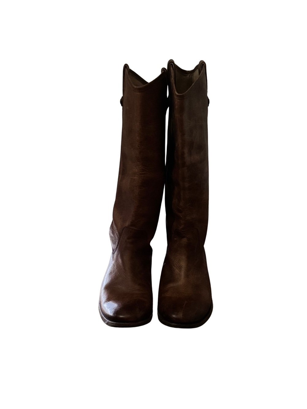 Women's Frye Tall Leather campus Boots - Brown, size 9 extended calf